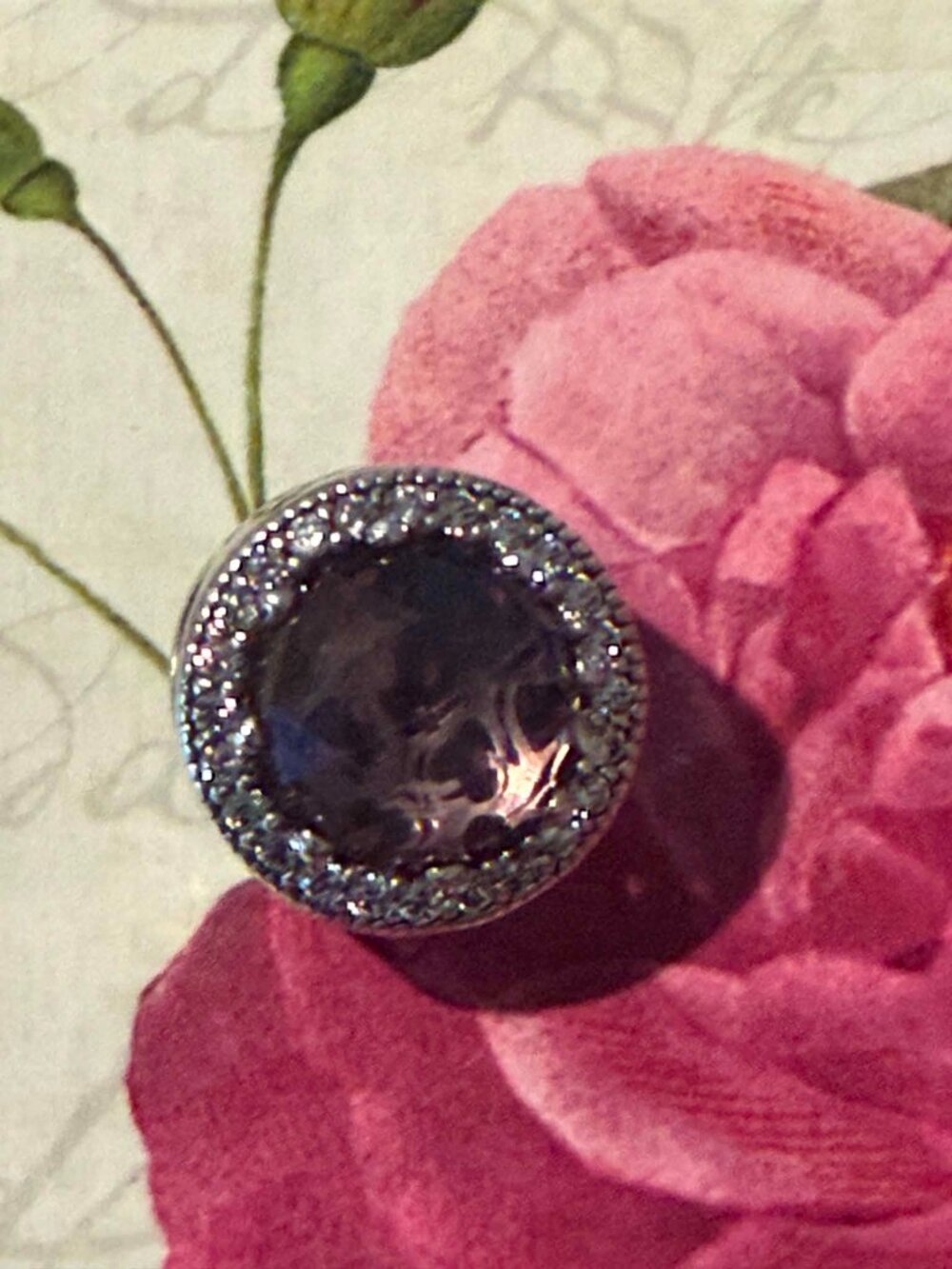 Authentic Pandora Radiant Hearts Charm with Blush Pink Crystal Charm #791725NBP